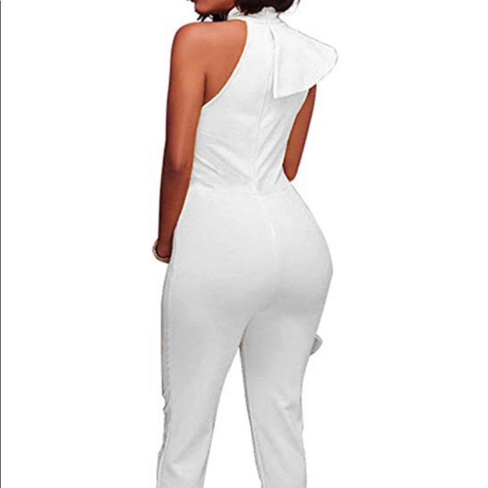 White Ruffle Jumpsuit - Picture 2 of 2